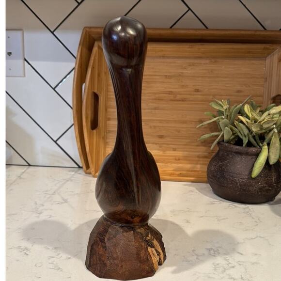 Vintage Carved Ironwood Pelican Bird 12” Figurine made in Mexico rustic cabin - Picture 2 of 8